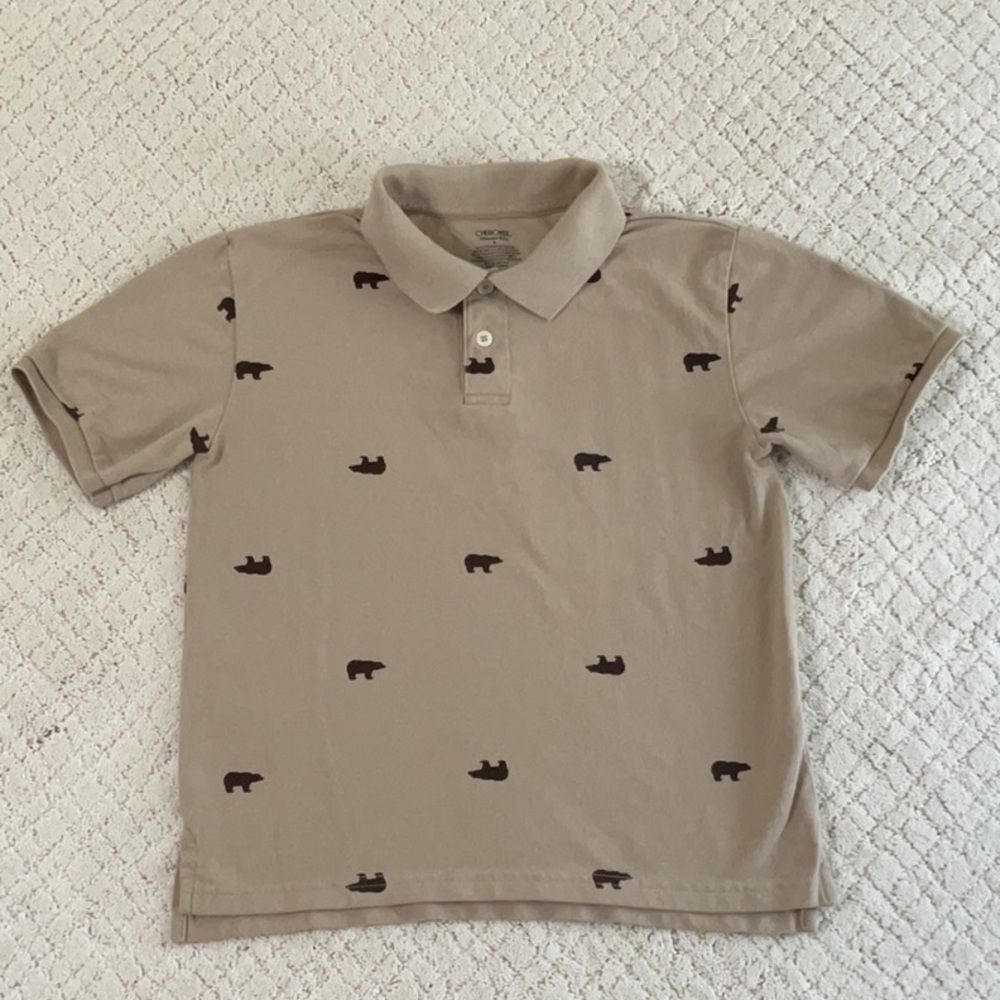 Cherokee Ultimate Polo Shirt Top brown with bears
Boys Size Small. Cotton